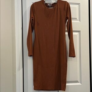 Elegant Rust Long Sleeve Dress